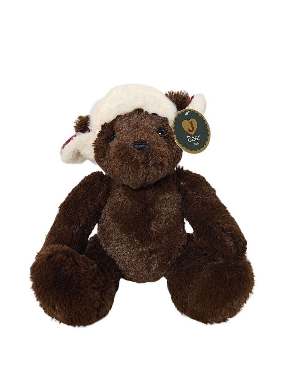Jo Ann J Bear Rudy Brown Teddy Bear Plaid Winter Hat 12 Inch